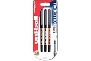 ‎UNI-BALL Eye Broad UB-150-10 Tintenroller, 1 mm Spitze, sortierte Tinte, 3 Stück (Schwarz, Blau und Rot)