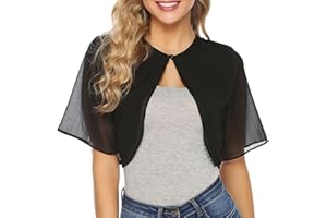 Irevial Coprispalle Donna Elegante Estivo Bolero in Chiffon Maniche a 3/4 Cardigan Donna Corto Casual Leggero Shrug con Bottone