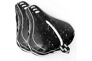 Sportout Set di 2 coprisella per bicicletta, impermeabili, spessi e durevoli, coprisella per bicicletta, protezione antipioggia (Nero a righe 2PACK)