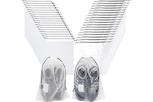 LSJDEER 18 PCS Travel and 18 PCS Transparent Translucent Shoe Storage Bags, Large Portable Clear Shoes Pouch Packing Organizer with Drawstring Rope for Men and Women