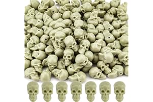 FANTASYON 100pcs Mini Plastic Skull Heads, Miniature Skulls for Halloween Decorations Skeleton Skulls for Party Bag Fillers Favors Supplies Bar Home Table Crafts Accessories
