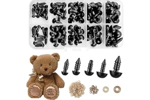 KOYIGO Safety Eyes for Crochet Toys, 100PCS Plastic Safety Eyes with Washer for Tcrochet Toys, Craft Eyes Doll Eyes for Soft Toy Making,DIY Craft Dolls(6/8/9/10/12 mm)