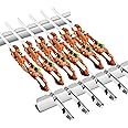 BearMoo Kebab Skewers, 17” Long Stainless Steel Reusable Flat Metal Grilling Skewer Sticks, BBQ Accessories Tools Set for Outdoor Barbecue, 6PCS with 2 Rack Holder Stands and Storage Bag