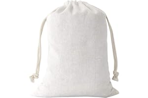 SumDirect 20 sacchetti in mussola di cotone, bianchi, mini, leggeri, traspiranti, con coulisse, riutilizzabili, per matrimoni, feste, compleanni