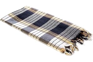 Carenesse Ręcznik hammam Classic 80 x 170 cm, 100% bawełna, chłonny i szybkoschnący, w czarną kratkę, ręcznik hammam, ręcznik plażowy/do sauny o niewielkich wymiarach po spakowaniu