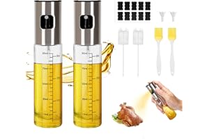 Behiruch Pack of 2 Oil Sprayer for Cooking Oil, Glass 2 x 100 ml Oil Spray Bottle, Oil Spray for Cooking, Oil Sprayer Olive Oil Spray, Oil Sprayer for Hot Air Fryer, Air Fryer
