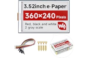 Waveshare 3.52inch e-Paper Display (B), e-Ink Display, 360x240, Red/Black/White, Compatible with Raspberry Pi 5/4B/3B/Zero/Zero W/Zero 2W/Pico/Pico, Support Jetson Nano/TX2/Xavier N/Orin and RDK X3