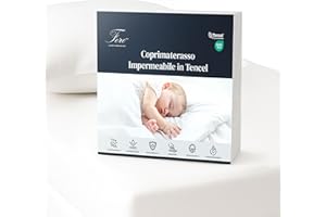 Ferò Coprimaterasso Lettino 60x120, Coprimaterasso Impermeabile Premium in Tencel Naturale OEKO-TEX, Traspirante, Antiacaro, Silenzioso, con Angoli Elasticizzati, Altezza fino a 15 cm, Made in EU