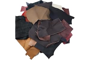 DICOSMETIC 1KG Leather Scraps for Crafts Mixed Colors Leather Pieces Full Grain Leatheres Large Cowhide Scraps for Tooling, Engraving, Embossing, Stamping, Arts & Crafts