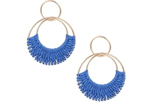 SIXDUTON Orecchini Intrecciati in Rattan Stile Boho, Orecchini Vacanza al Mare, Summer Statement Orecchini Pendenti Cerchio