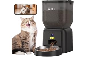 OLFJURK Distributeur Croquettes Chat Automatique avec Caméra WiFi 4L Gamelle Chat Automatique, Contrôle par APP,avec Sac Déshydratant,1 à 6 Repas par Jour, Appel de Repas de 10s,Double Alimentation