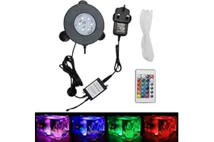 GreenSun LED Lighting Aquarium Air Stone, 3W Submersible Fish Tank Bubble Stone, RGB Color Changing Underwater Air Pump Stones