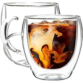 ARVALE 2 قطع مزدوجة الجدران 250 Ml الزجاج الشاي القهوة الحليب القدح كأس البورسليكات مع مقبض
