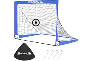 BAGAIL Portería de fútbol, Red de fútbol desplegable con portería, piquetas y Bolsa de Transporte portátil, fácil de Montar, Ideal para Entrenamiento en el jardín y Partidos recreativos.