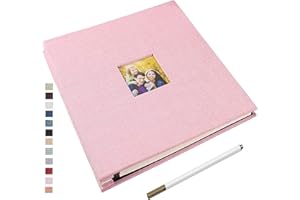 Yopih Fotoalbum, selbstklebend, 40 Seiten, Leineneinband, 28 x 27 cm, DIY, Übergröße, Erhaltung von Baby, Wachstum, Hochzeit, Reise, Familie, Geschenk, Rosa
