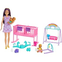 Barbie Coffret Garderie Skipper Premiers Jobs – Poupée Puéricultrice Avec 3 Poupées, Meubles Et 15 Accessoires – Dès 3 Ans