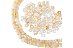 NBEADS 2 fili di Perline di Conchiglia Heishi, Perle di Conchiglia Piatte Sottili Naturali Perle di Conchiglia A Disco Supporto per Bracciali Collane Girocolli e Cavigliere, Colore Conchiglia