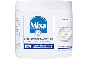 Mixa Ceramide krem wzmacniający skórę ze 10% roślinną gliceryną, skwalanem i ceramidami do bardzo suchej i zniszczonej skóry, nawilżający, dla całej rodziny, Ceramide Protect, 400 ml