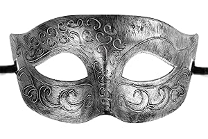 Vyqrx Black Masquerade Mask for Adults – Classic Venetian Style Half Face Costume Mask for Men & Women, Halloween Fancy Dress Party Accessory, Cosplay & Carnival Eye Mask