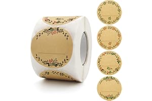 HUDDU 500 Pièces Étiquettes Adhésives, Autocollants Pour Pots de Confiture de 5 cm, Peuvent être Utilisés Pour Les Étiquettes de Cuisine, Les Étiquettes D'épices, la Cuisson, la Décoration de Sacs-Cadeaux