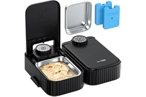 SOOFPET Comedero Gato Automatico Comida Humeda: Dispensador Comida Gatos 48H Programable - Comedero Automatico Perros con Acero Inoxidable Bol - 350g por Bol - Dosificador Alimentador Perro Refrigerado