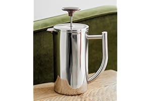 CAFE CONCETTO Cafetiere Coffee Maker - French Press - Vacuum Insulated Aki (Silver, 24oz)