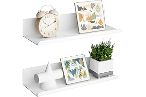 SAYAYO Vägghylla, Set med 2, väggmonterad hylla vägg, vitt flytande hylla, badrumshylla för badrum, kök, vardagsrum, sovrum