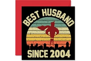 STUFF4 China Anniversary Card for Husband from Wife - Best Husband Since 2004 - I Love You Gifts, Happy 20th Wedding Anniversary Cards for Partner, 145mm x 145mm Greeting Cards for Twentieth Anniversaries