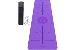 ROMIX Pro Yoga Mat with Alignment Lines 6mm, Non-Slip Ultra Lightweight Sweat Resistant Eco-Friendly Gym Workout Mat with Carry Bag and Strap for Women Men for Pilates Gymnastics