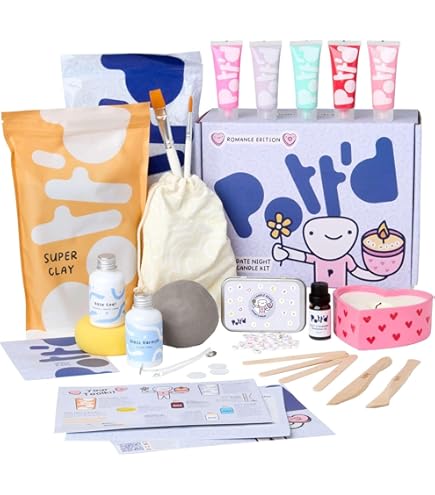 Sculpd Kaarsen maken aardewerk kit met lucht droge klei en acryl verf pen set, beginners kaars starter kit voor volwassenen met niet-giftige Eco soja was, geurende olie, kaars vernis, gereedschap en