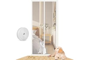 SHUDYEAR Cat Door Screen, 90X210CM Reinforced Cat Resistant Mesh creen Door, Heavy Duty Fly Curtain Pet Screen Door with Zip, Prevent Dogs Cats Running Out from Living Room, Bedroom, Patio