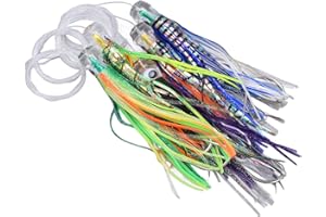 01 02 015 Leurre de pêche à la traîne en Acrylique, Ensemble d'appâts de pêche à la traîne en Acier au Carbone Naturel Artificiel 6pcs / Set avec Sac de Rangement pour la pêche en mer