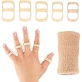 10Pcs Oval Finger Splints and Sleeves Kit, 5 Graduated Trigger Finger Splint and 5 Finger Sleeves Finger Support Brace Finger Stabilizer Kit for Thumb Middle Ring Index Pinky(Size 7, 8, 9,10, 11)