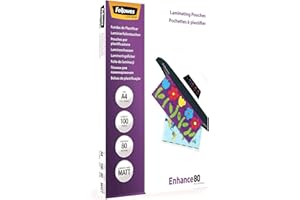 Fellowes Fundas de Plastificar A4, acabado mate, 100 hojas, 160 micras (2 x 80 micras), acabado de calidad, adecuadas para fotos y avisos