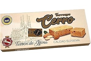 THE BLACK HOOF Turrón de Jijona Blando Cerro Qualité Suprême 100% Naturel - Amandes et Miel Jijona Touron Doux 200 g - Sans Gluten, Sans Lactose doux