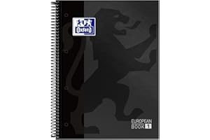 ‎OXFORD Oxford A4 European Book 1, kariert, 160 Seiten mit farbigen Rändern, mit Whiteboard, Hardcover, schwarz