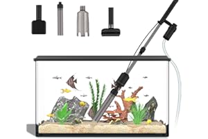 AKKEE Elektrischer Aquarium Sauger Mulmsauger, 6 in 1 Aquarium Reinigungsset, 18W Kiesreiniger Wasserwechsler SandwäScher für schnell