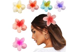 PROAMATE Flower Hair Clip, Nonslip Flower Claw Clips Strong Hold Hawaiian Claw Clip for Medium Thick Hair Hair Claw Clips for Women and Girls (A# 6 PCS)