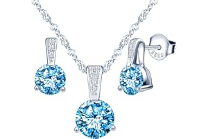 YUMILOK JEWELRY Yumilok-Mujer Collares con colgantes Simple Hexagonal Zirconia cúbica Plata de ley Conjunto de pendientes colgantes S925 Plata de ley Zirconia cúbica De moda y hermoso (Azul)
