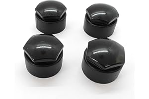Partsdealers® Locking Wheel Nut Covers for Audi models - Durable Locking Bolt Covers Caps (4x Glossy Black, 24mm Locking)