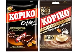 KOPIKO COFFEE CANDY KOPIKO Kaffee & Cappuccino Bonbons Mix – 2er Set (2 x 175 g) – Aromatische Kaffee-Kaubonbons für echten Coffee-To-Go Genuss