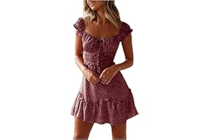 RYTEJFES Vestidos de Verano Mujer 2024, Casuales Ligero Y Transpirable Boho Vestido de Noche Moderno Verano Vestidos Vestidos de Verano Impresión Mini Ropa de Mujer Sexy