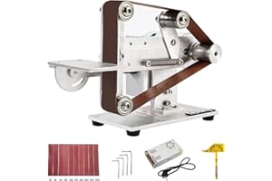 Huanyu Levigatrice a Nastro Con 10 Nastri Abrasivi Levigatrice Elettrica Da 480 W Per Levigatrici a Nastro Regolabili Con Velocità Del Legno Per Metallo Con Goniometro