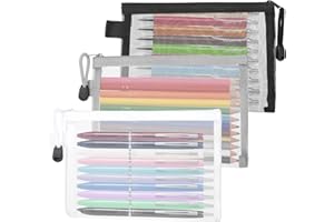 hoinya 3 PCS Clear Pencil Case Large Pen Bag Transparent Pencil Case for Exam, Mesh Zipper Pencil Pouch Organizer Storage Bag for School & Office Supplies Cosmetics Travel Accessories