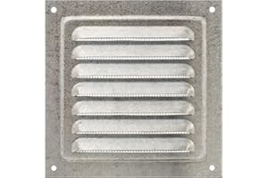 DEMLOU Otwór Entylacyjny Wykonany ze Stali Ocynkowanej 12,5 x 12,5 cm, Metalowa Kratka Wentylacyjna z Siatką na Owady, Siatka Wentylacyjna Wewnętrzna/Zewnętrzna, Metalowa Kratka Wentylacyjna z Siatką.