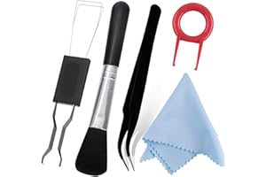 DEMON KILLER Kit Pulizia Tastiera 1x Spazzola di Pulizia, 2x Rimuovi copri tasti, 1x Panno di Pulizia, 1x pinzette, per Tastiera Meccanica Laptop, Lenti Fotocamera, Occhiali Casa e Ufficio