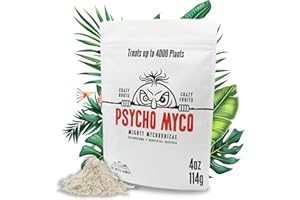 Psycho Myco Mycorrhizal Fungi Rooting Powder for Fruits & Flowers Root Treatment - Mighty Mycorrhizae Plant Food 13 Good Organisms & 5 Trichoderma - Better Nutrient & Water Absorption (4oz)