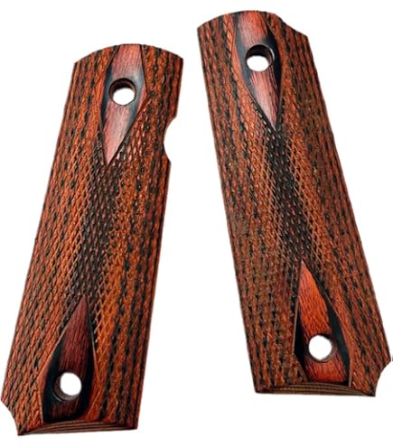 ZIB GRIPS Colt 1911 Full Size Beech Wood Grips – Laser Engraved With Brass Logo, Fits Government/Commander