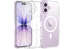 Yohii Funda Magnética para iPhone 17 6,3 Pulgadas Compatible mag-Safe con 2 Piezas Cristal Templado, Protección De Cámara Carcasa Militar Antigolpes Resistente Arañazos Serie Classic, Transparente