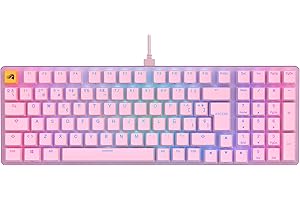 GLORIOUS PC GAMING RACE Glorious Gaming GMMK 2 Full Size (96%) - Teclado gaming mecánico, carcasa de aluminio, personalizable, keycaps dobles, switches Glorious Fox, RGB, distribuciones QWERTY español - Rosa